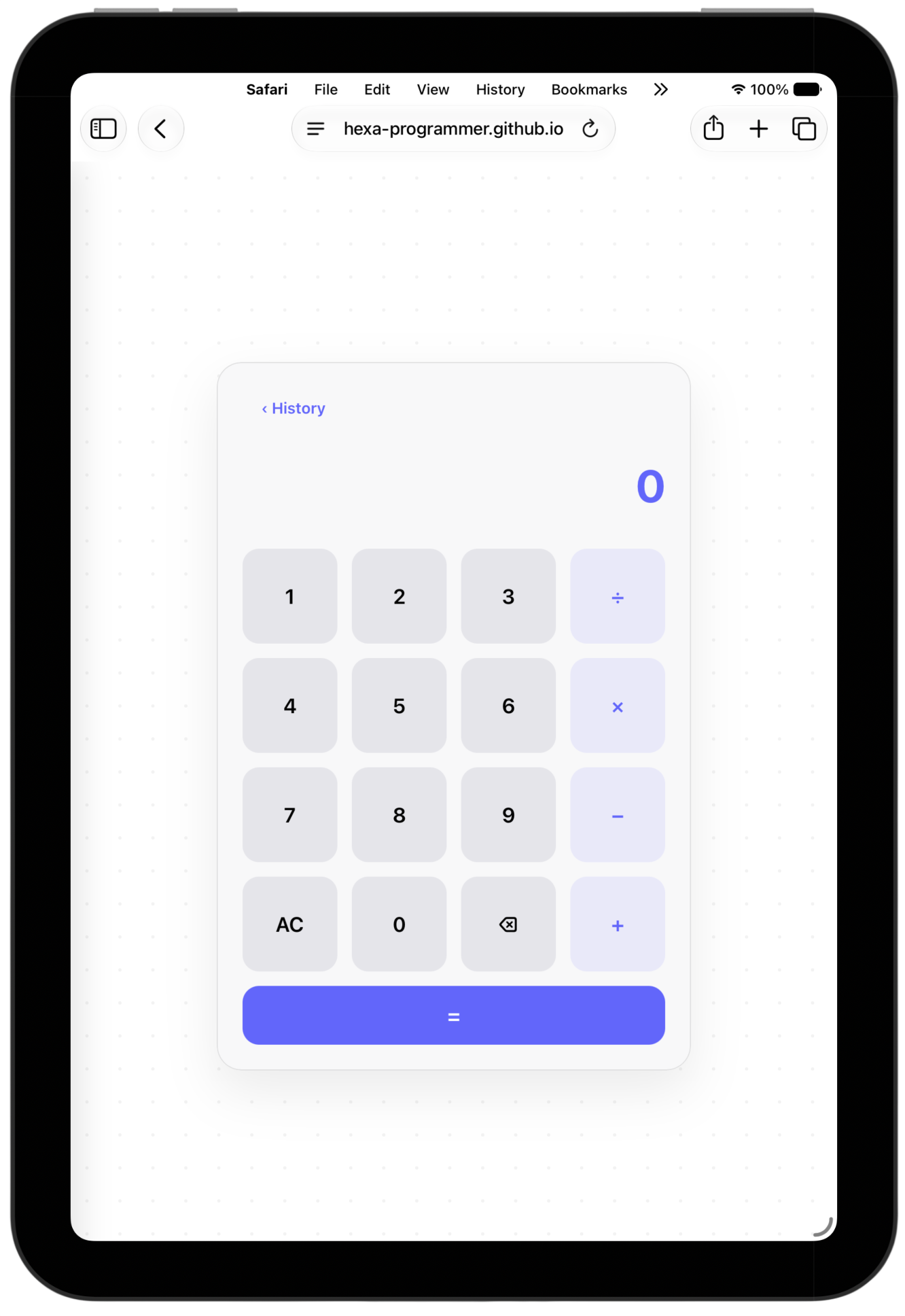 HexaCalculator Application Interface displaying calculation interface